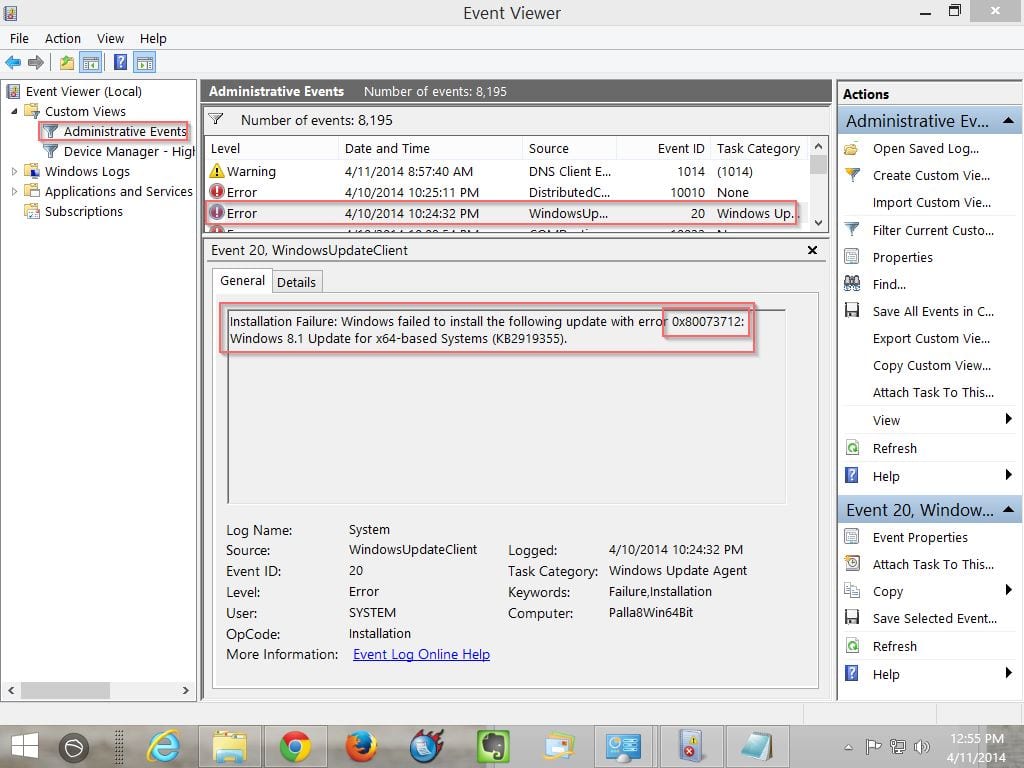 kb2919355 error event viewer