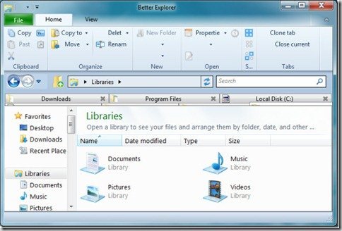 BExplorer Home tab thumb