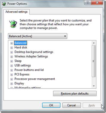advanced settings windows 7 power options