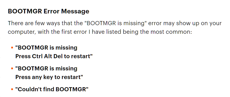 bootmgr error message windows 7