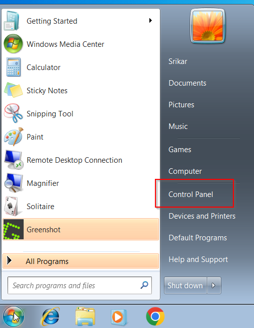 How to Open Control Panel in Windows 7 2 control panel windows 7 start menu