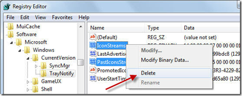 registry hack system icons notification area windows 7