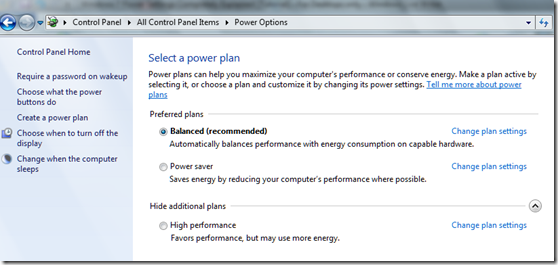 windows 7 power settings
